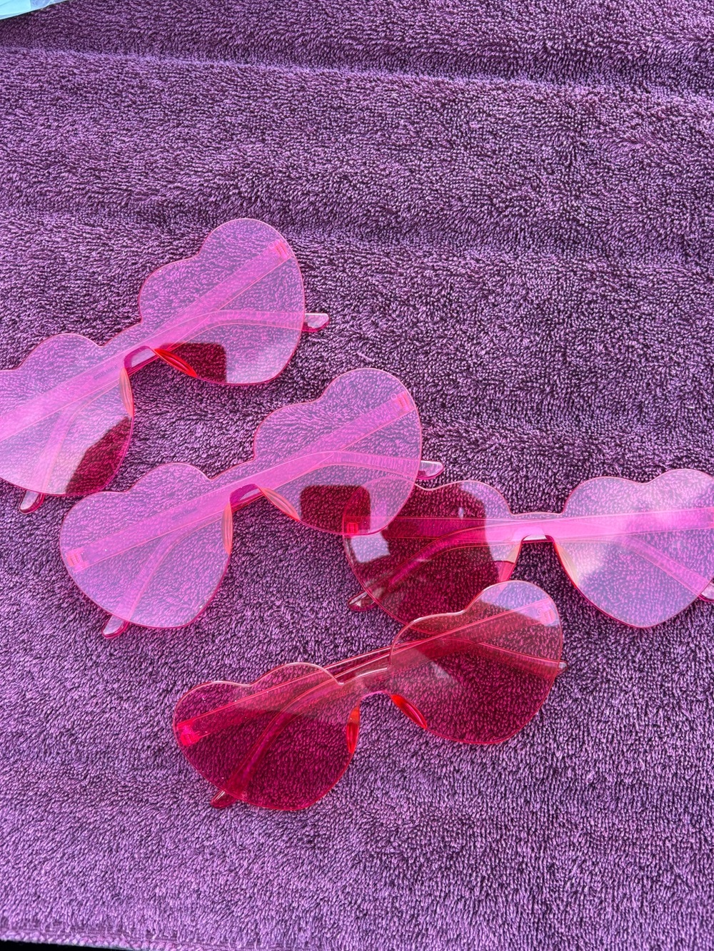 Lot of 4 Heart-Shaped Pink Sunglasses - Acrylic - by Mattel